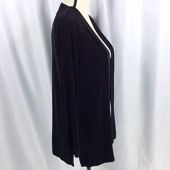 Picadilly Fashions Open Cardigan Sweater Women Small Black Slinky Acetate Travel - Picture 2 of 10
